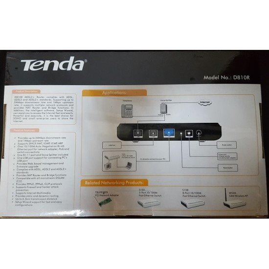 Tenda D810R ADSL2+ Modem Router 1 Port